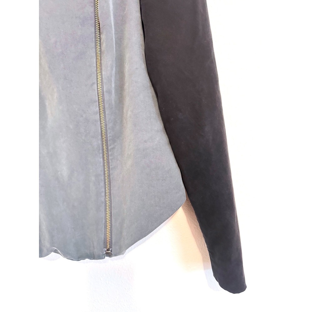 Barneys New York | Moto Women's Gray & Black Mixed Media Asymmetrical Zip Jacket - Picture 2 of 4